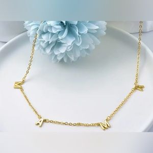 925 Sterling Silver Gold Plated Letter Mama Adjustable Necklace
